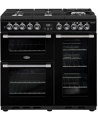 Belling CookCentre Deluxe 90cm Gas-Through-Glass Range Cooker - Black BCC900GTGB