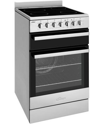 Chef 54cm freestanding cooker with electric cooktop, stainless steel CFE547SBB