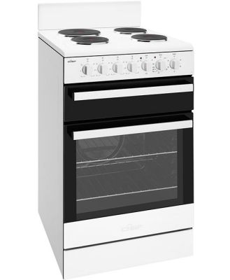 Chef 54cm freestanding cooker with electric cooktop, white CFE547WBB