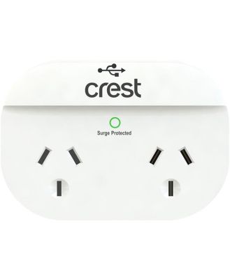 Crest Double Power Adaptor with USB Charging CP2WUSBS