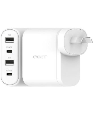 Cygnett POWERPLUS 45W Multiport Wall Charger - White CY3675PDWLCH