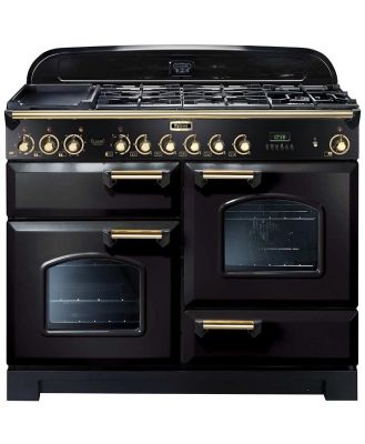Falcon Classic Deluxe 110cm Dual Fuel Upright Cooker Black/Brass CDL110DFBL/BR