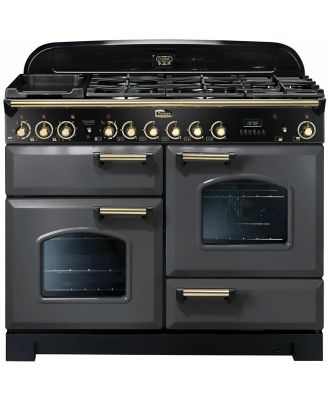 Falcon Classic Deluxe 110cm Dual Fuel Upright Cooker Slate/Brass CDL110DFSL/BR