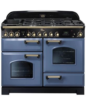 Falcon Classic Deluxe 110cm Dual Fuel Upright Cooker Stone Blue/Brass CDL110DFSB/BR