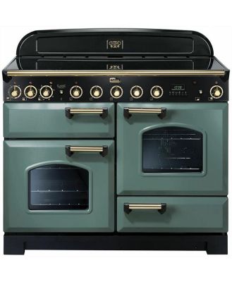 Falcon Classic Deluxe 110CM Induction Range Cooker Mineral Green/Brass CDL110EIMG/BR