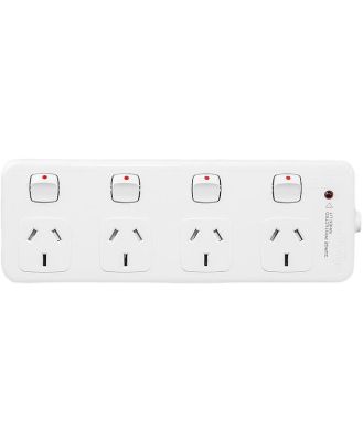 HPM 4 Outlet Surge-protected Switched Powerboard, White D104PAWE