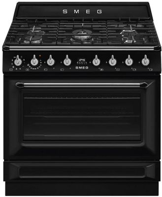 Smeg 90cm Victoria Gas Freestanding Cooker Black TRA90GMBL