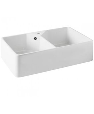 Turner Hastings Chester 80x50 1TH Double Bowl Fireclay Sink incl. Overflow Kit 7403