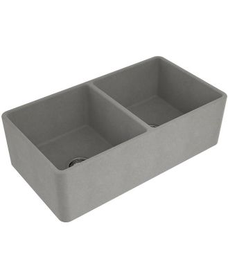 Turner Hastings Novi 85x46 Double Bowl Fireclay Butler Sink - Concrete Look NO854FS-CL