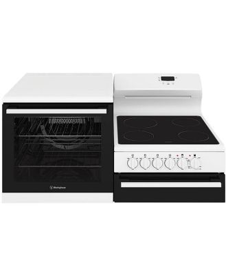 Westinghouse 110cm freestanding electric oven and ceramic cooktop with separate grill, white WDE143WC-L