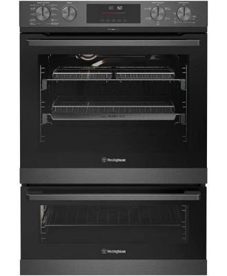 Westinghouse 60cm multi-function 10/5 dark stainless PyroClean duo oven with Dual AirFry, EasyBake +Steam, and 80L/46L WVEP6727DD