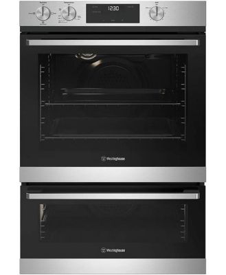 Westinghouse 60cm multi-function 3 stainless steel gas fan forced oven with separate grill, programmable timer, knob controls and 80L WVG6565SD