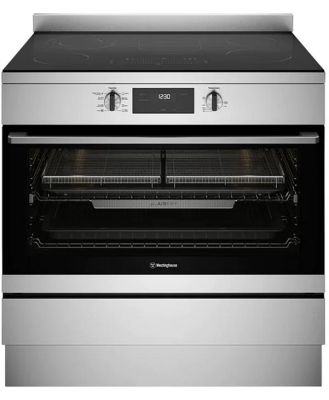 Westinghouse 90cm electric freestanding oven with 5 zone ceramic cooktop, multi-function 8 oven, AirFry, 125L WFE9546SD