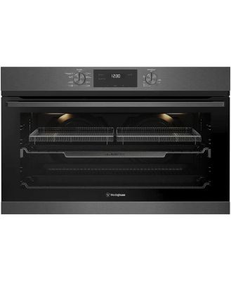 Westinghouse 90cm multi-function 8 dark stainless steel oven with AirFry, twin fan, and 125L WVE9516DD