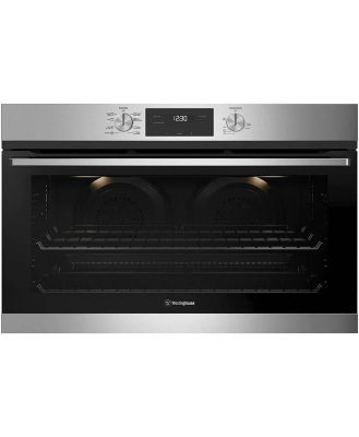 Westinghouse 90cm multi-function 8 stainless steel oven with twin fan, fast heat up, programmable timer, and 125L WVE9515SD