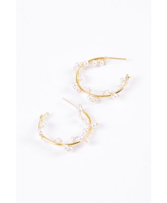 Eb & Ive Luxe Hoop Pearl Earring