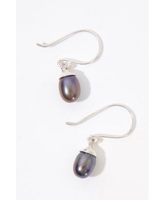 Lush Designs Dainty Drop Black Pearl Earrings