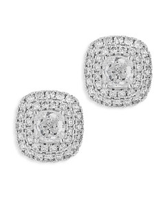 Bloomingdale's Certified Diamond Double Halo Stud Earrings in 18K White Gold, 1.0 ct. t.w. - 100% Exclusive