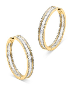 Bloomingdale's Diamond Baguette & Round Inside Out Hoop Earrings in 14K Yellow Gold, 3.0 ct. t.w. - 100% Exclusive