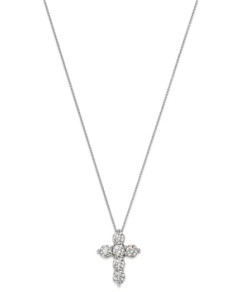 Bloomingdale's Diamond Cross Pendant Necklace in 14K White Gold, 3.0 ct. t.w.