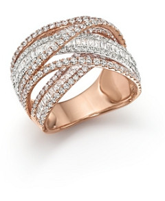 Diamond Crossover Ring in 14K White and Rose Gold, 2.60 ct. t.w. - 100% Exclusive
