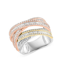 Bloomingdale's Diamond Crossover Ring in 14K Yellow, Rose & White Gold, 2.05 ct.t.w - 100% Exclusive