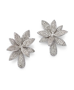 Bloomingdale's Diamond Pave Flower Statement Earrings in 14K White Gold, 3.10 ct. t.w. - 100% Exclusive