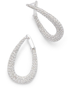 Bloomingdale's Diamond Pave Pear Spiral Hoop Earrings in 14K White Gold, 1.75 ct. t.w.