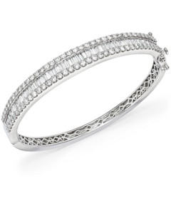 Diamond Round and Baguette Bangle in 14K White Gold, 5.0 ct. t.w. - 100% Exclusive