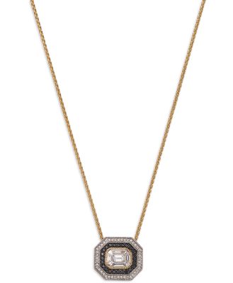 Bloomingdale's Fine Collection Black & White Diamond Octagon Pendant Necklace in 14K White & Yellow Gold, 1.25 ct. t. w.