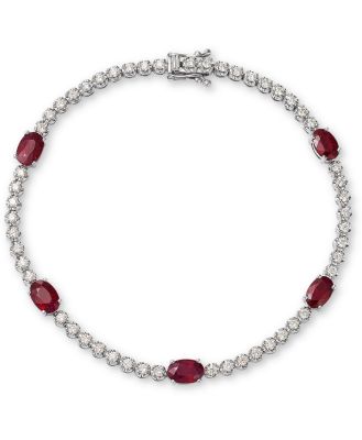 Bloomingdale's Fine Collection Classic Diamond & Precious Stone Tennis Bracelet in 18K White Gold