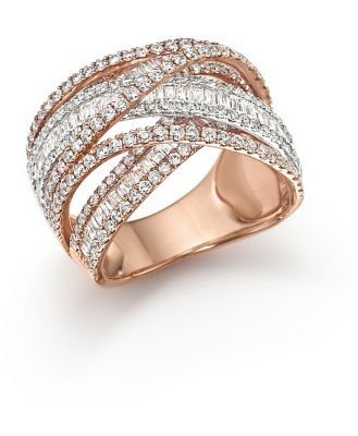 Diamond Crossover Ring in 14K White and Rose Gold, 2.60 ct. t. w. - Exclusive