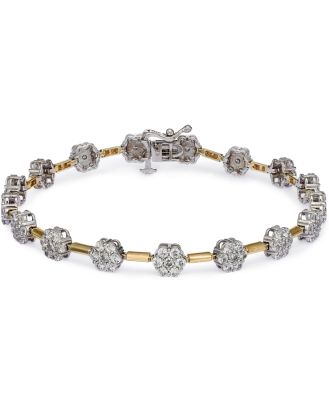 Bloomingdale's Fine Collection Diamond Flower Cluster Bracelet in 14K White & Yellow Gold, 3.0 ct. t. w.