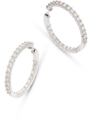 Bloomingdale's Fine Collection Diamond Inside Out Hoop Earrings in 14K White Gold, 5.0 ct. t. w.