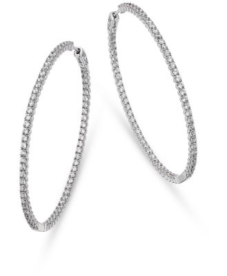 Bloomingdale's Fine Collection Diamond Oval Inside Out Hoop Earrings in 14K White Gold, 4.0 ct. t. w. - Exclusive