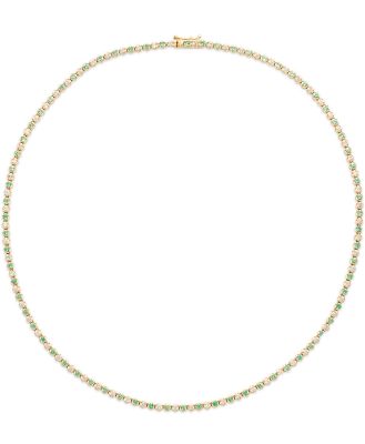 Bloomingdale's Fine Collection Emerald & Diamond Crown Set Tennis Necklace in 14K Yellow Gold, 16.5