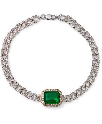 Bloomingdale's Fine Collection Emerald & Diamond Link Bracelet in 14K White and Yellow Gold - Exclusive