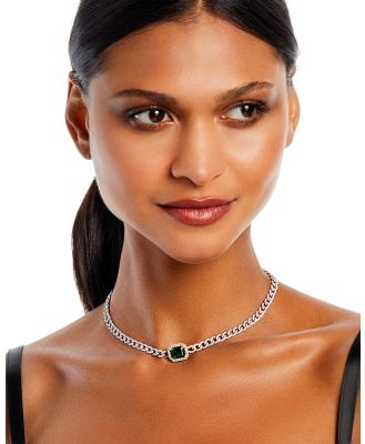 Bloomingdale's Fine Collection Emerald & Diamond Link Choker Necklace in 14k Yellow & White Gold, 14-18 - Exclusive