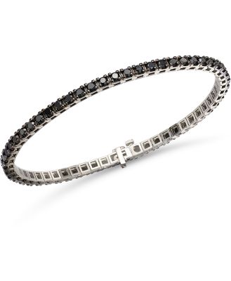 Bloomingdale's Fine Collection Men's Black Diamond Bracelet in 14K White Gold, 7.0 ct. t. w. - Exclusive