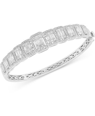 Bloomingdale's Fine Collection Mosaic Diamond Statement Bangle in 14K White Gold, 3.0 ct. t. w. - Exclusive