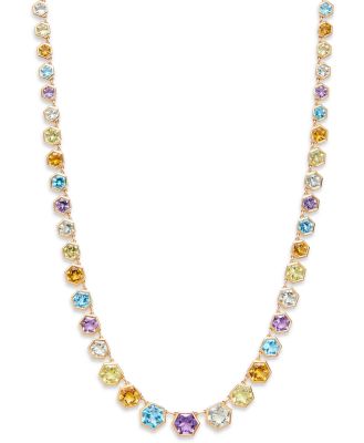 Bloomingdale's Fine Collection Multi Gemstone Hexagon Collar Necklace in 14K Yellow Gold, 16