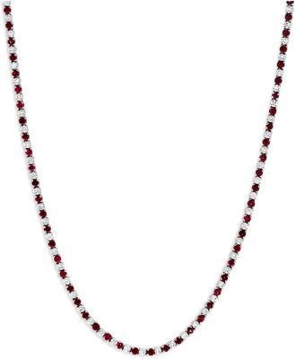 Bloomingdale's Fine Collection Ruby & Diamond Tennis Necklace in 14K White Gold, 17