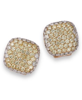 Bloomingdale's Fine Collection Yellow & White Diamond Pave Stud Earrings in 14K White & Yellow Gold, 4.0 ct. t. w.