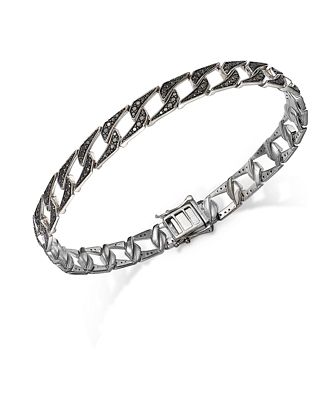 Bloomingdale's Men's Black Diamond Link Bracelet in 14K White Gold, 3.0 ct. t.w.