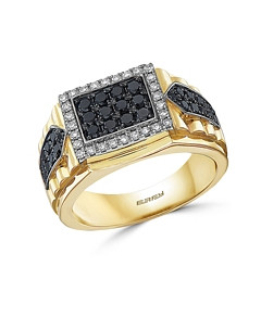 Bloomingdale's Men's Black & White Diamond Ring in 14K White & Yellow Gold - 100% Exclusive