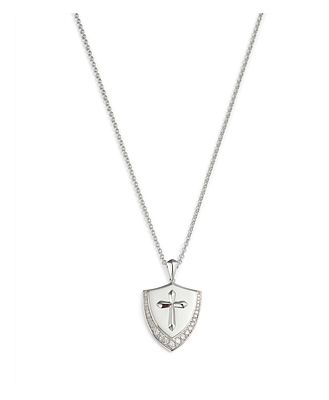 Bloomingdale's Men's Diamond Cross Shield Pendant Necklace in 14K White Gold, 0.50 ct. t.w. - 100% Exclusive