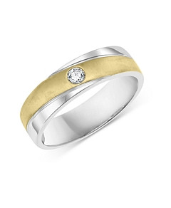 Bloomingdale's Men's Diamond Two Tone Band Ring in 14K White Gold, 0.10 ct. t.w. - 100% Exclusive