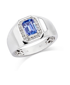 Bloomingdale's Men's Tanzanite & Diamond Halo Ring in 14K White Gold
