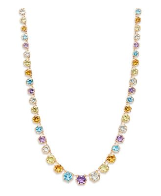 Bloomingdale's Multi Gemstone Hexagon Collar Necklace in 14K Yellow Gold, 16