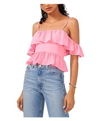 1.state Off-the-Shoulder Flounce Trim Top